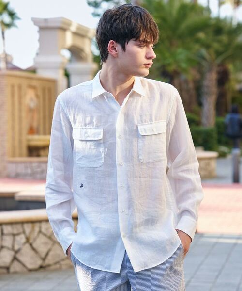 DRESSTERIOR / ドレステリア シャツ・ブラウス | ガーメンドダイ ピュアリネンシャツ（ホワイト(001)）