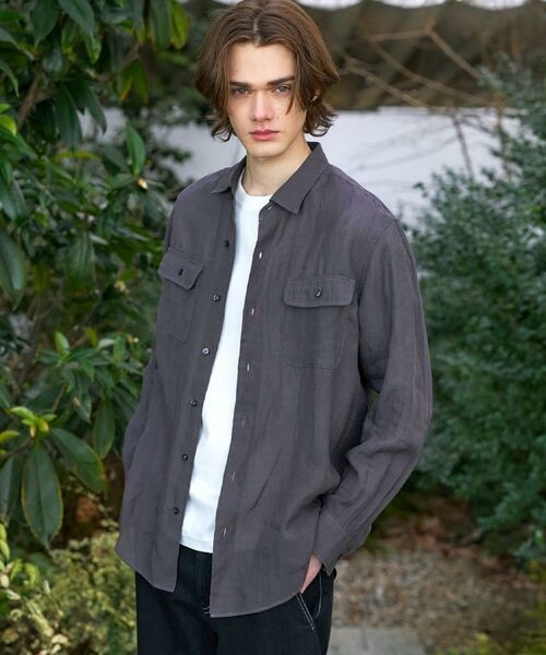 DRESSTERIOR / ドレステリア シャツ・ブラウス | ガーメンドダイ ピュアリネンシャツ（チャコールグレー(014)）