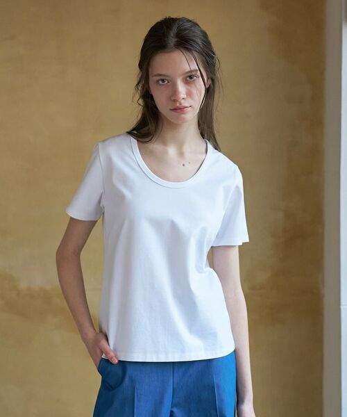 DRESSTERIOR / ドレステリア Tシャツ | 【接触冷感/抗菌防臭/UVカット機能】COOL DEODORANT JERSEY UネックTシャツ（ホワイト(001)）