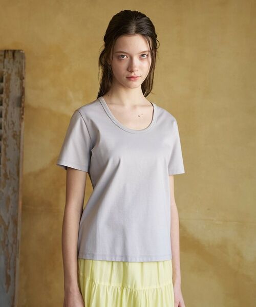 DRESSTERIOR / ドレステリア Tシャツ | 【接触冷感/抗菌防臭/UVカット機能】COOL DEODORANT JERSEY UネックTシャツ（ライトグレー(011)）