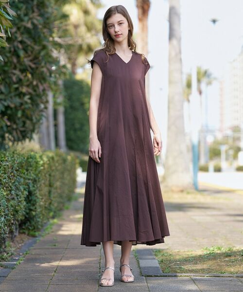 DRESSTERIOR / ドレステリア ロング・マキシ丈ワンピース | コットンローンフレンチスリーブワンピ（ブラウン(044)）