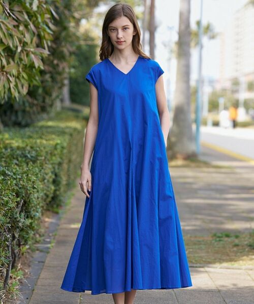 DRESSTERIOR / ドレステリア ロング・マキシ丈ワンピース | コットンローンフレンチスリーブワンピ（ブルー(093)）