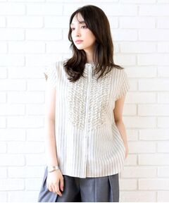 DRESSTERIOR / ドレステリア シャツ・ブラウス | ストライプフレンチスリーブフリルブラウス