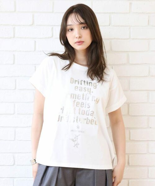 DRESSTERIOR / ドレステリア Tシャツ | 箔プリントドルマンスリーブ Tシャツ（オフホワイト(003)）