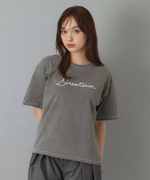 DRESSTERIOR / ドレステリア Tシャツ | インディゴ天竺ロゴTシャツ(チャコールグレー(014))
