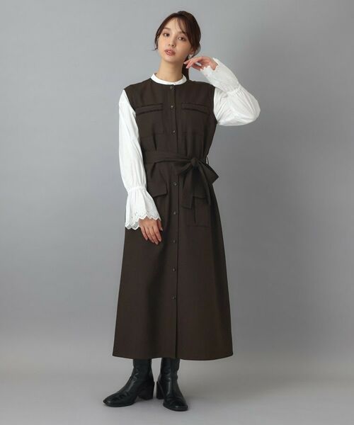 DRESSTERIOR / ドレステリア ロング・マキシ丈ワンピース | ウォッシャブルツィードライクワンピース(ブラウン(044))