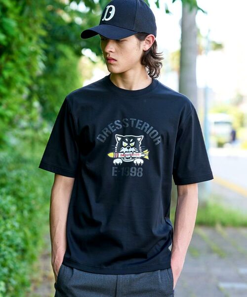 DRESSTERIOR / ドレステリア Tシャツ | 【接触冷感/抗菌防臭/消臭】ICE CLEAR COTTON ミサイルキャットTシャツ(ブラック(019))