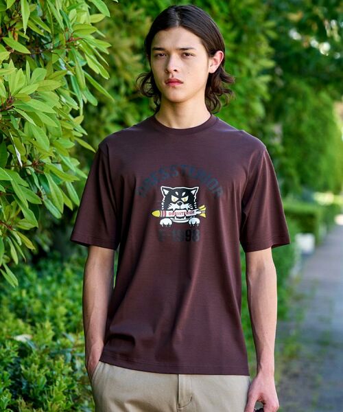 DRESSTERIOR / ドレステリア Tシャツ | 【接触冷感/抗菌防臭/消臭】ICE CLEAR COTTON ミサイルキャットTシャツ(ブラウン(044))