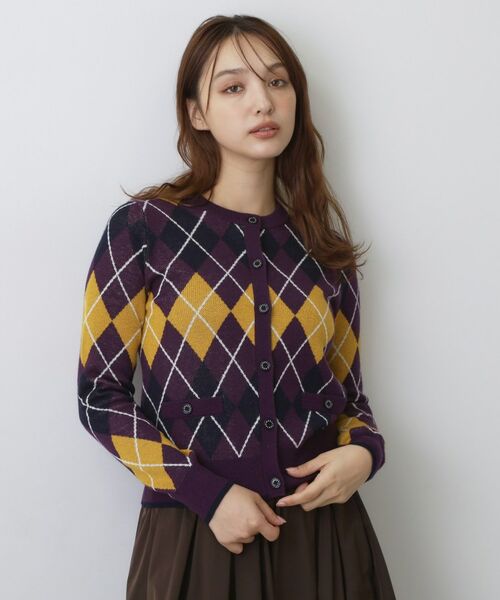 DRESSTERIOR / ドレステリア カーディガン・ボレロ | アーガイルジャガードカーディガン(パープル(483))