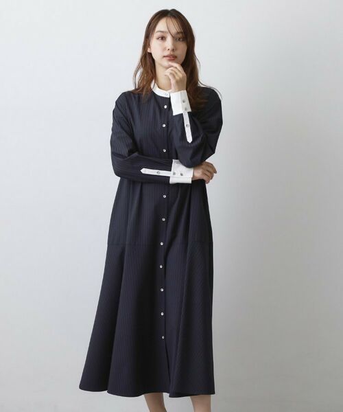 DRESSTERIOR / ドレステリア ロング・マキシ丈ワンピース | ウォッシャブルストライプシャツワンピース（ネイビー(394)）