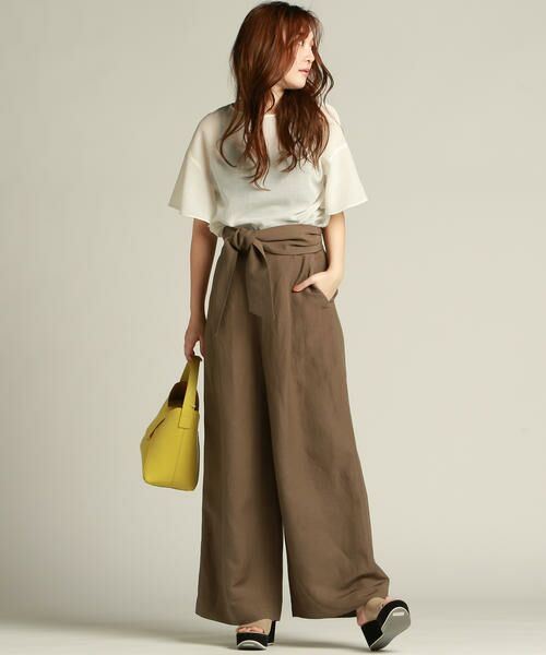 セール 麻レーヨンワイドパンツ パンツ Droite Lautreamont