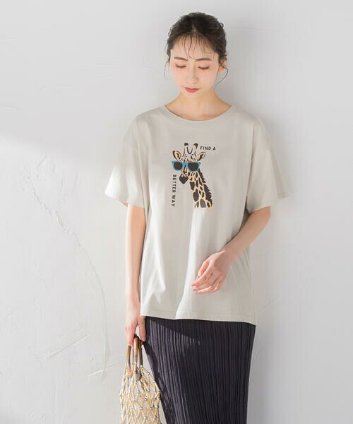 Droite lautreamont / ドロワットロートレアモン Tシャツ | giraffeプリントコットンtee<洗濯機で洗える> | 詳細13