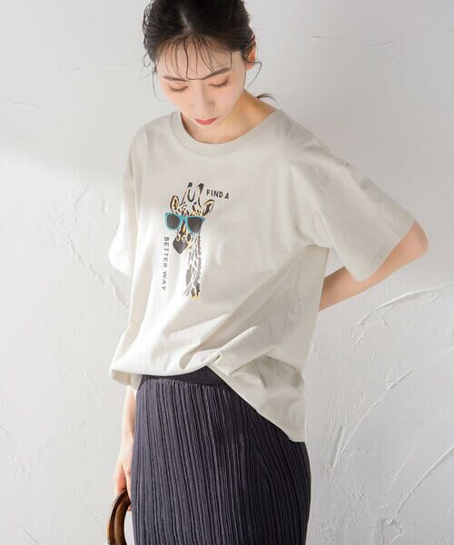 Droite lautreamont / ドロワットロートレアモン Tシャツ | giraffeプリントコットンtee<洗濯機で洗える> | 詳細14