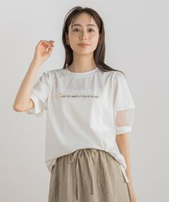 【WEB限定】プレーティング天竺袖シアーTシャツ≪洗濯機で洗える≫