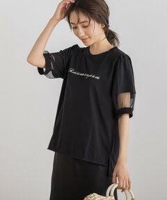 【WEB限定】プレーティング天竺袖シアーTシャツ≪洗濯機で洗える≫