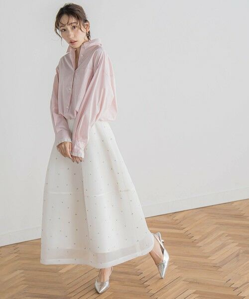 Droite lautreamont / ドロワットロートレアモン ミニ・ひざ丈スカート | ダブルラッセルドット刺繍スカート≪洗濯機で洗える≫ | 詳細1