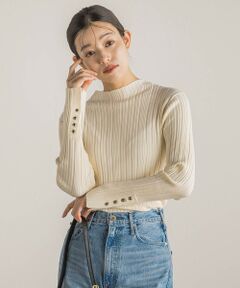 Droite lautreamont / ドロワットロートレアモン ニット・セーター | NEW 袖ボタンランダムリブプルオーバー≪手洗い可能≫