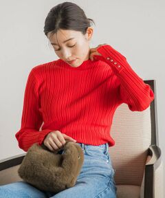 Droite lautreamont / ドロワットロートレアモン ニット・セーター | NEW 袖ボタンランダムリブプルオーバー≪手洗い可能≫