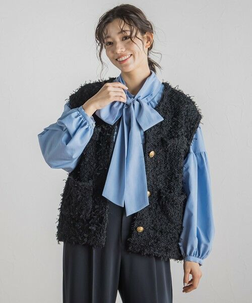 Droite lautreamont / ドロワットロートレアモン ダウンジャケット・ベスト | チュールMIXツイードジレ≪手洗い可能≫ | 詳細16