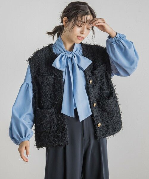 Droite lautreamont / ドロワットロートレアモン ダウンジャケット・ベスト | チュールMIXツイードジレ≪手洗い可能≫ | 詳細17