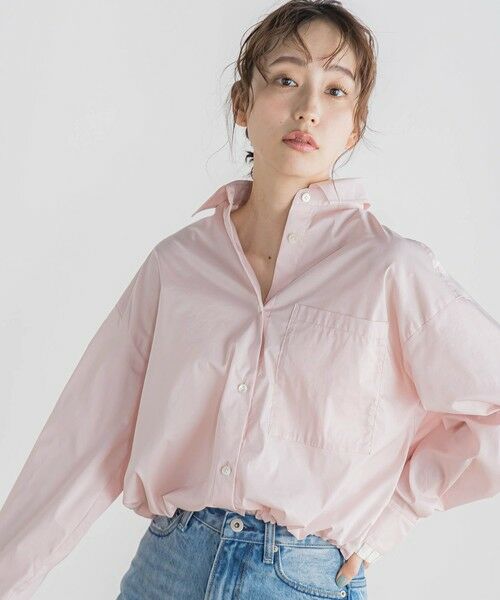 Droite lautreamont/ドロワットロートレアモン ドロストクロップドシャツ≪洗濯機で洗える≫ ピンク M Droite lautreamont/ドロワットロートレアモン ドロストクロップドシャツ≪洗濯機で洗える≫ ピンク M