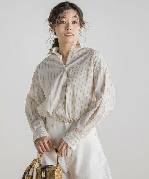 Droite lautreamont/ドロワットロートレアモン ドロストクロップドシャツ≪洗濯機で洗える≫ アイボリー M Droite lautreamont/ドロワットロートレアモン ドロストクロップドシャツ≪洗濯機で洗える≫ アイボリー M