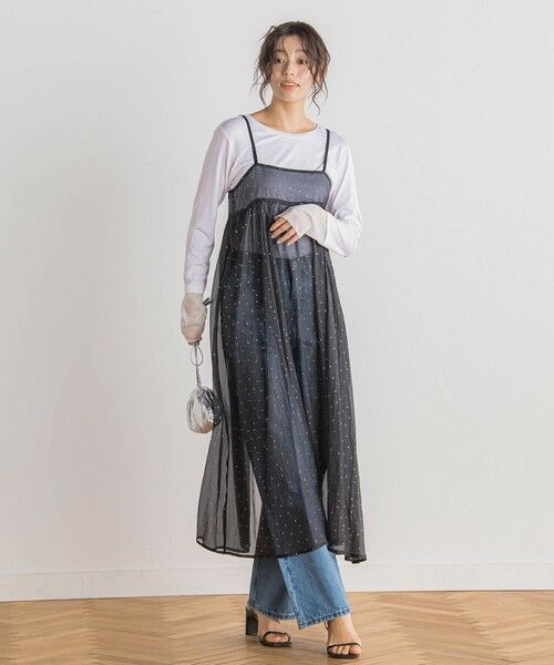 Droite lautreamont / ドロワットロートレアモン ロング・マキシ丈ワンピース | 箔ドットオーガンキャミワンピース≪手洗い可能≫ | 詳細1