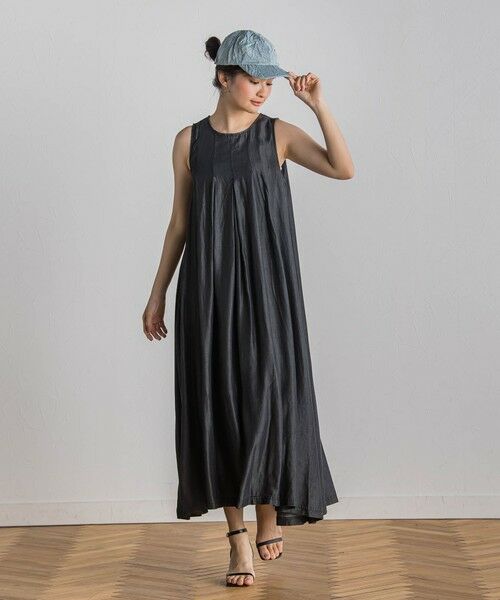 Droite lautreamont / ドロワットロートレアモン ロング・マキシ丈ワンピース | 【WEB限定】バイオシルクタックZIPワンピース≪洗濯機で洗える≫ | 詳細1