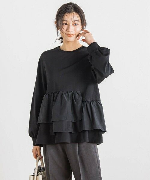 Droite lautreamont/ドロワットロートレアモン 【WEB限定】異素材Aラインプルオーバー≪洗濯機で洗える≫ ブラック M Droite lautreamont/ドロワットロートレアモン 【WEB限定】異素材Aラインプルオーバー≪洗濯機で洗える≫ ブラック M