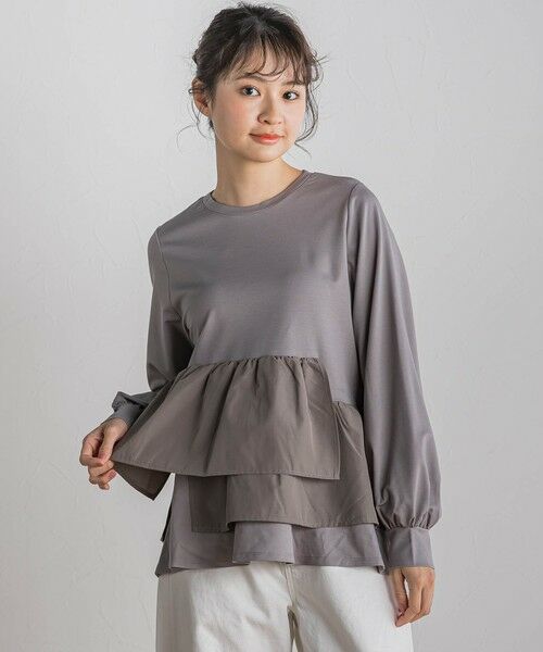Droite lautreamont/ドロワットロートレアモン 【WEB限定】異素材Aラインプルオーバー≪洗濯機で洗える≫ ライトグレー M Droite lautreamont/ドロワットロートレアモン 【WEB限定】異素材Aラインプルオーバー≪洗濯機で洗える≫ ライトグレー M