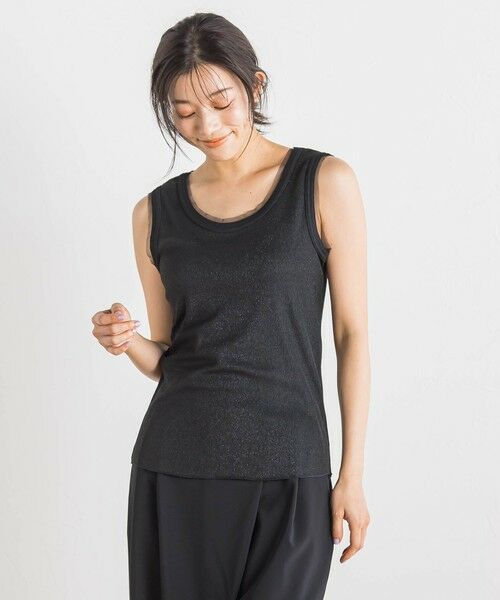 Droite lautreamont/ドロワットロートレアモン ラメリブタンク≪手洗い可能≫ ブラック M Droite lautreamont/ドロワットロートレアモン ラメリブタンク≪手洗い可能≫ ブラック M