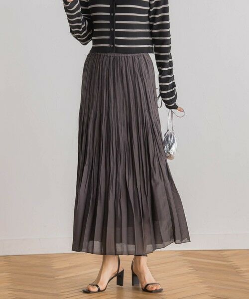 Droite lautreamont/ドロワットロートレアモン ポリ麻シアースラブプリーツスカート≪手洗い可能≫ チャコールグレー M Droite lautreamont/ドロワットロートレアモン ポリ麻シアースラブプリーツスカート≪手洗い可能≫ チャコールグレー M