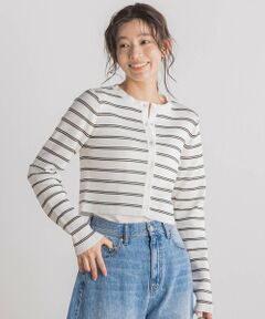 Droite lautreamont / ドロワットロートレアモン カーディガン・ボレロ | シアーボーダーRIBカーデ≪手洗い可能≫