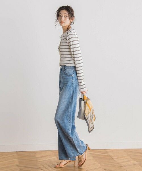 Droite lautreamont / ドロワットロートレアモン カーディガン・ボレロ | シアーボーダーRIBカーデ≪手洗い可能≫ | 詳細4