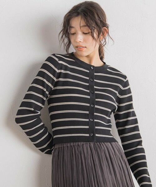 Droite lautreamont / ドロワットロートレアモン カーディガン・ボレロ | シアーボーダーRIBカーデ≪手洗い可能≫ | 詳細24