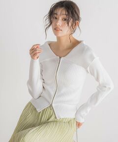 Droite lautreamont / ドロワットロートレアモン カーディガン・ボレロ | RIB襟付きZIPカーデ≪手洗い可能≫