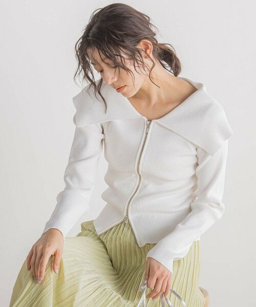 Droite lautreamont / ドロワットロートレアモン カーディガン・ボレロ | RIB襟付きZIPカーデ≪手洗い可能≫ | 詳細1