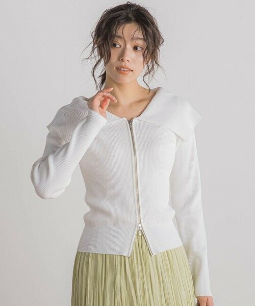 Droite lautreamont / ドロワットロートレアモン カーディガン・ボレロ | RIB襟付きZIPカーデ≪手洗い可能≫ | 詳細2