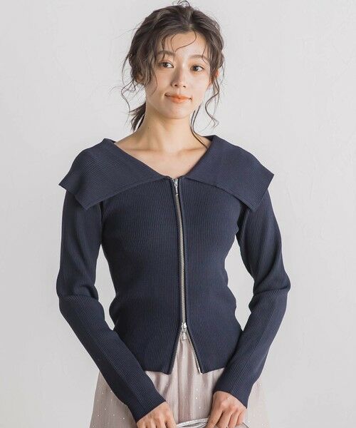 Droite lautreamont / ドロワットロートレアモン カーディガン・ボレロ | RIB襟付きZIPカーデ≪手洗い可能≫ | 詳細8