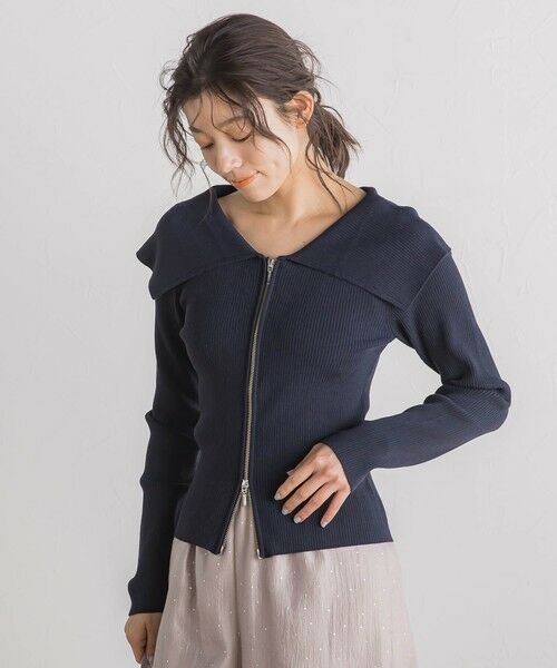 Droite lautreamont / ドロワットロートレアモン カーディガン・ボレロ | RIB襟付きZIPカーデ≪手洗い可能≫ | 詳細10