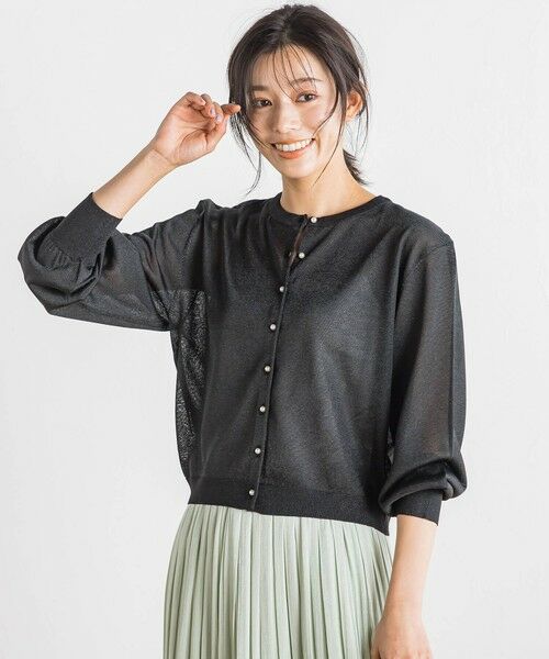 Droite lautreamont / ドロワットロートレアモン カーディガン・ボレロ | 【WEB限定】ラメシアーパールカーディガン≪手洗い可能≫ | 詳細1