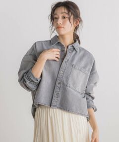 Droite lautreamont / ドロワットロートレアモン シャツ・ブラウス | デニムクロップドシャツ≪洗濯機で洗える≫
