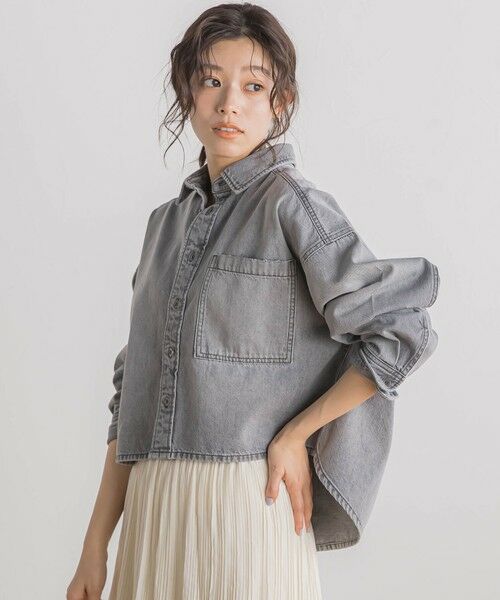 Droite lautreamont / ドロワットロートレアモン シャツ・ブラウス | デニムクロップドシャツ≪洗濯機で洗える≫ | 詳細19