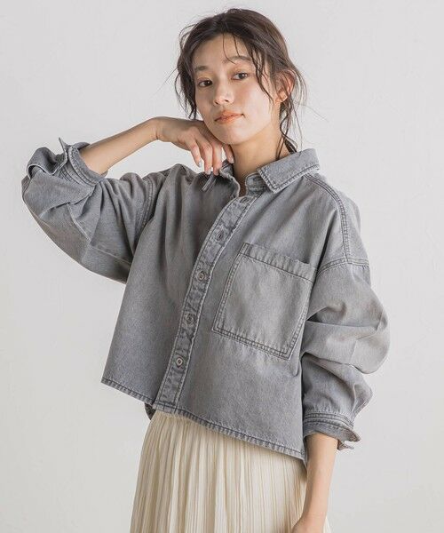 Droite lautreamont / ドロワットロートレアモン シャツ・ブラウス | デニムクロップドシャツ≪洗濯機で洗える≫ | 詳細20