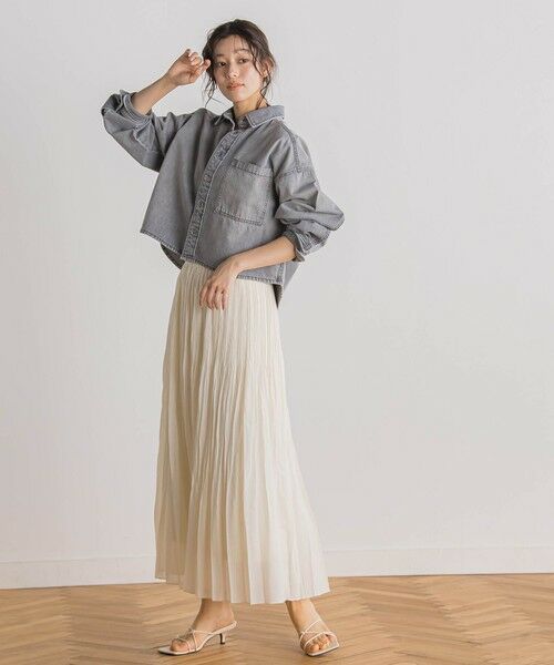 Droite lautreamont / ドロワットロートレアモン シャツ・ブラウス | デニムクロップドシャツ≪洗濯機で洗える≫ | 詳細24