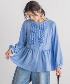 Droite lautreamont / ドロワットロートレアモン シャツ・ブラウス | フィブリルサテンフリルブラウス≪手洗い可能≫