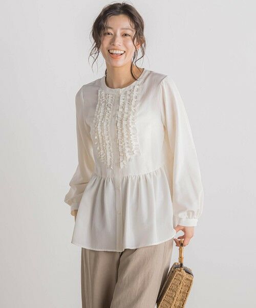 Droite lautreamont / ドロワットロートレアモン シャツ・ブラウス | フィブリルサテンフリルブラウス≪手洗い可能≫ | 詳細1