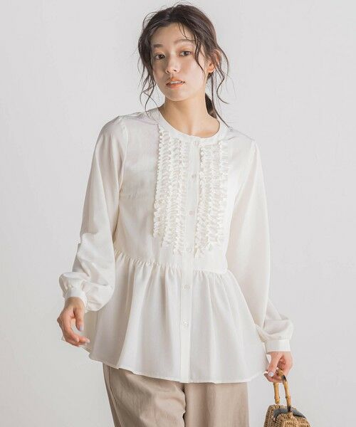 Droite lautreamont / ドロワットロートレアモン シャツ・ブラウス | フィブリルサテンフリルブラウス≪手洗い可能≫ | 詳細2