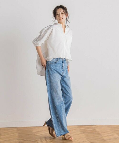 Droite lautreamont / ドロワットロートレアモン シャツ・ブラウス | 袖刺繍レーススキッパー7分袖ブラウス≪手洗い可能≫ | 詳細5