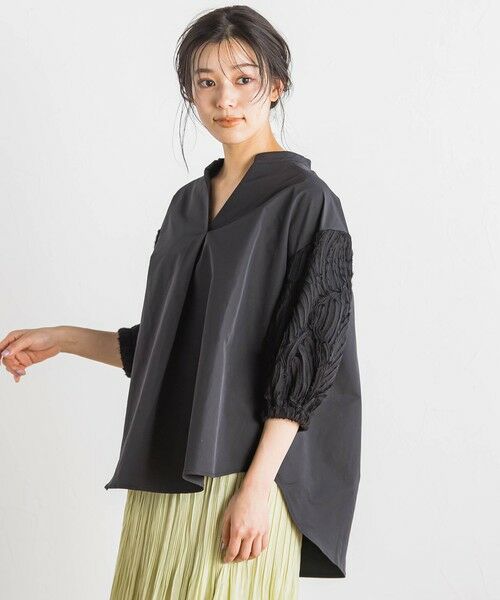 Droite lautreamont / ドロワットロートレアモン シャツ・ブラウス | 袖刺繍レーススキッパー7分袖ブラウス≪手洗い可能≫ | 詳細11